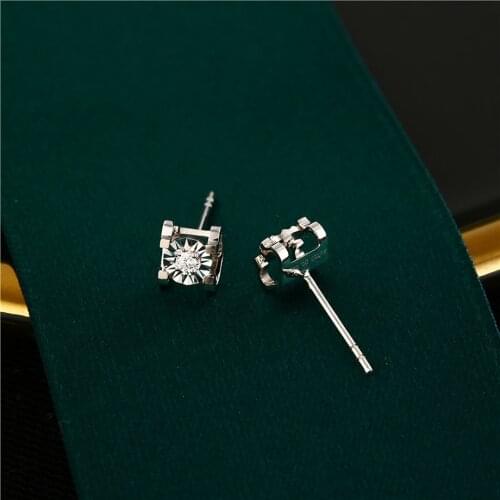 ZHIXI Genuine 18K Gold Diamond Stud Earrings Solid AU750 Luxury Natural Diamond Wedding Gift for Women Fine Jewelry E532