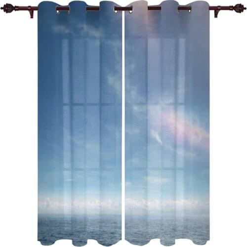 Pink Sky On The Sea Pattern Valance Window Curtains For Living Room Bedroom Kitchen Home Luxury Youth Room Window Curtains