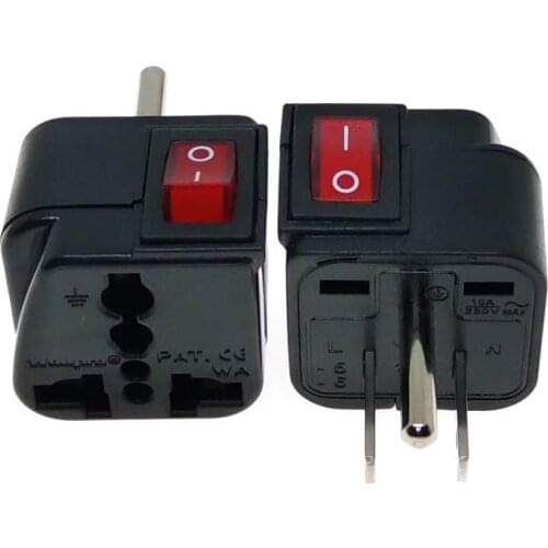 USA Canada Thailand Electrical Plug Adapter AC100~250V 10A With On/Off Main LED Switch
