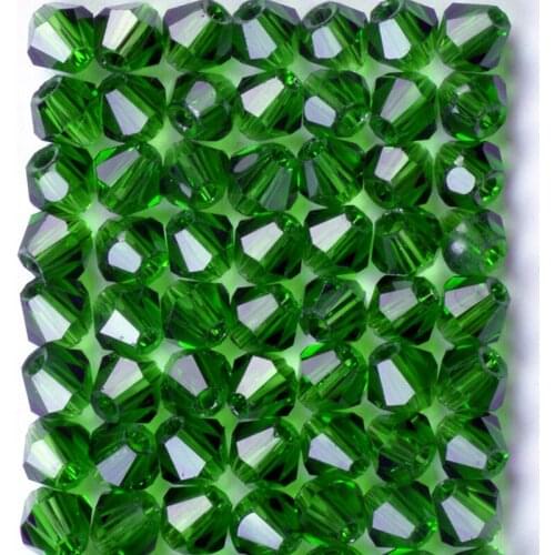 100pcs Deep Green Color 4mm Bicone Crystal Beads Glass Beads Loose Spacer Beads DIY Jewelry Making Austria Crystal Beads