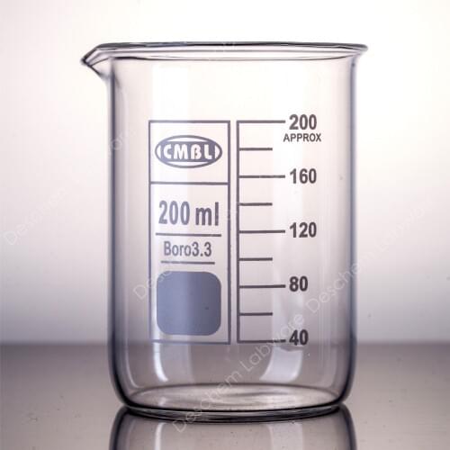 200mL Glass Beaker,Low Form GG17 Beakers With Spout Mouth,Chemistry Labware