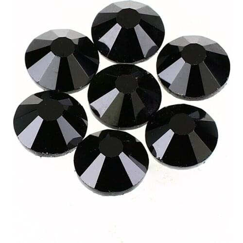 Jet Crystal Hot Fix Rhinestone Strass Glasscrystals and stones Hotfix Iron On Rhinestones For clothes Fabric Garment SS4 -SS16