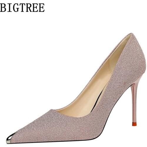 Bigtree Luxury Brand 2021 Fashion Women Bride Shoes Sexy Heels Bling Black High Heels Pumps Women Shoes Ladies Shoes Tacones