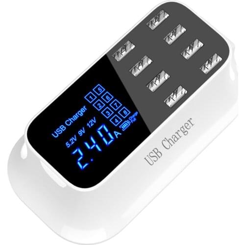 Universal 8 Port USB Charger Smart Charger Fast Charging Quick Charge 3.0 Dock Station Led Display Power Adapter Socket