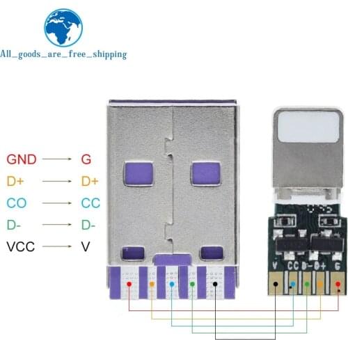 1Set Fast Charge USB For Apple Iphone 18W 3A Connector Welding On 5Pin PCB + Type A Male 5Pin USB OTG Data Charge Cable DIY KIT