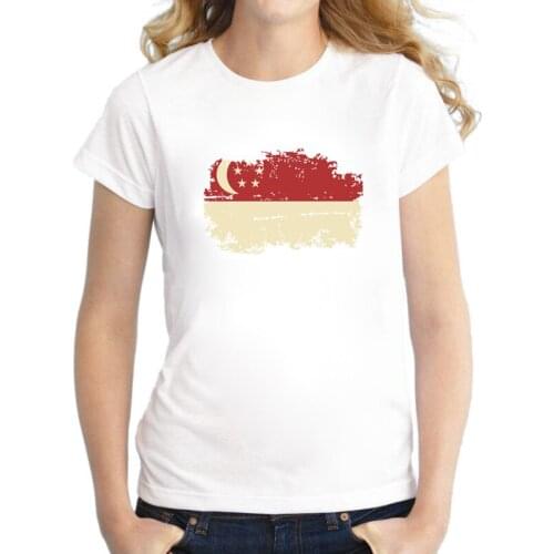 Singapore Flag Summer Rio Games Women T-shirt White 100% Cotton Casual Singapore Nostalgic Flag Style Women T Shirts