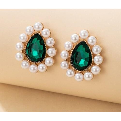 HI MAN French High-Quality Water Drop Crystal Pearl Stud Earrings Women Simple Versatile Anniversary Gift Jewelry