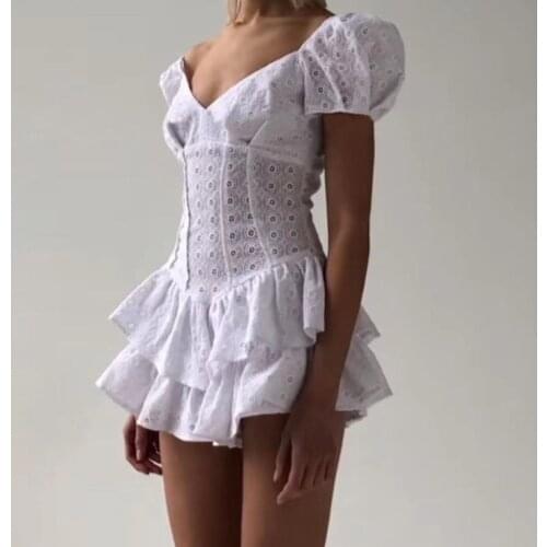 Summer rompers womens jumpsuit elegant white jumpsuits for women embroidered palysuits short sleeve one piece outfit ruffle