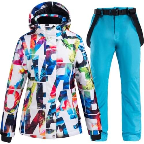 Winter Womens Ski Suit Thick Warm Ski Jacket and Pants Women Waterproof Windproof Skiing and Snowboarding Suits Female Ski Set