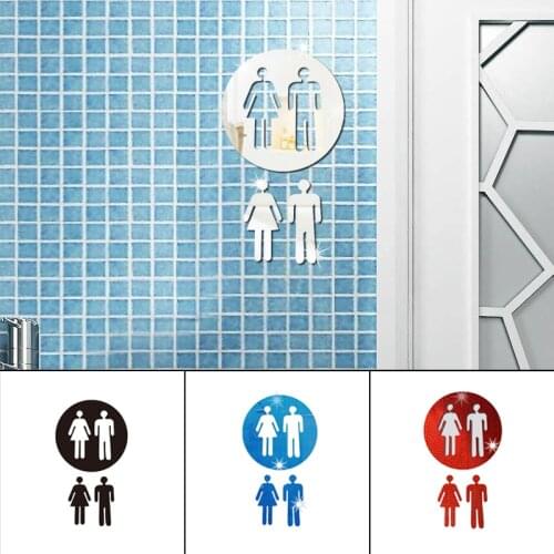 1Set WC Toilet Entrance Sign Door Stickers For Public Place Home Decoration DIY Funny Vinyl Mural Art Creative 3D Wall Decals