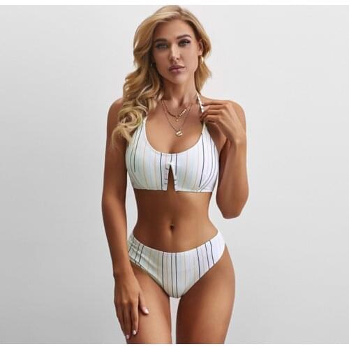 2021 New Sexy Low Waist Bikini Swimsuit Women Swimwear Bandeau Push Up Bikini Set Buckle Bathing Suit Beach Wear Swimming Suit