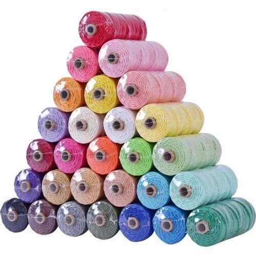 3mm 100% Cotton Cord Handmade Rope Twisted Macrame Thread String DIY Home Wedding Decoration Supply Plastic Film packaging 100m