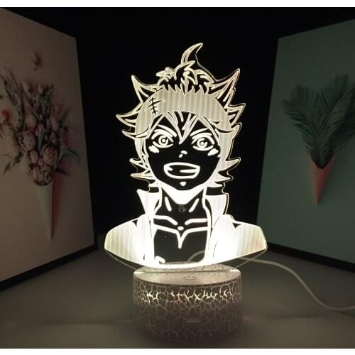 Anime Black Clover 3D LED Lamp Asta for Bedroom Decor Nightlight Birthday Gift Room Table Lamp Acrylic Manga LED Light