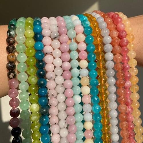 4-12mm Natural Gem Jades Jaspers Quartz Crystal Stone Beads Round Loose Beads For Jewelry Making DIY Charms Bracelets Necklaces