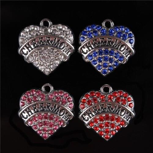 5PCS CHEERMOM New Love Heart Letter Crystal Charm Pendant For DIY Necklace Bracelet Jewelry Making Accessories