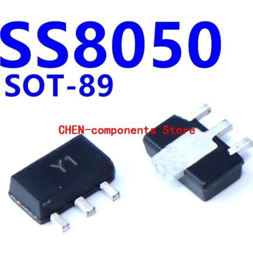 50pcs SS8050 Y1 SOT-89 1.5A/25V NPN SMD triode