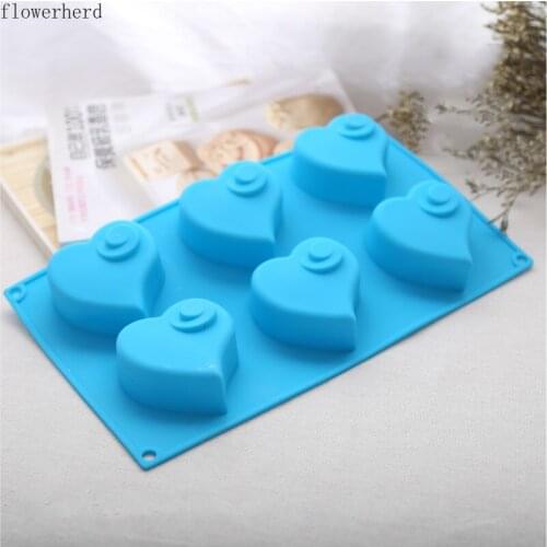 6-hole 3d Heart Shape Fondant Cake Silicone Mold Handmade Soap Mold Cake Decorating Heart Soap Form Chocolate Mold Jelly Mold