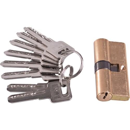 70mm With 8 Keys Thumb Turn Euro Profile Cylinder Barrel Lock Brass Satin Nickel Finish
