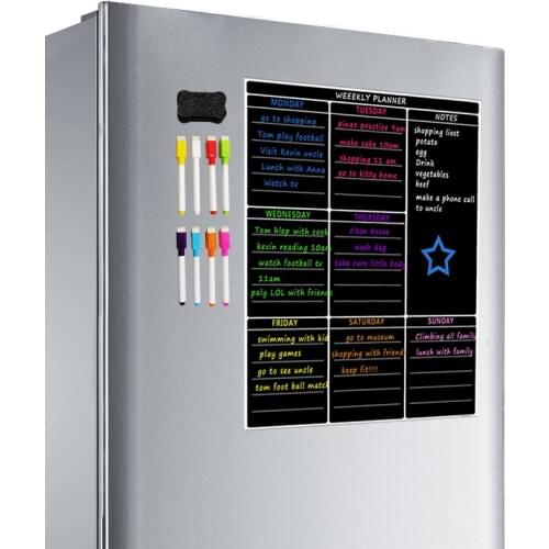 A3 Magnetic Dry Erase Whiteboard Sheet with 4 Pens Weekly White Board Calendar for Refrigerator Kitchen Office