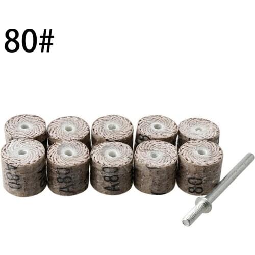 Abrasive Wheel Grinding Head Flap Wheel Sandpaper Sanding Disc 10Pcs 12mm Sanding Head Handle For Rotary Tool 80-600 Grit