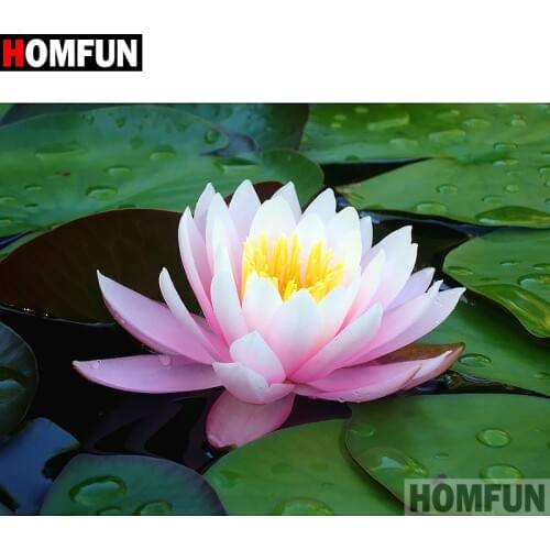 HOMFUN 5D DIY Diamond Painting Full Square/Round Drill "Lotus water" 3D Embroidery Cross Stitch gift Home Decor A02711
