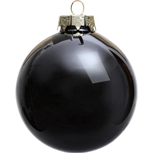 Free Shipping -100/Pack, Home Event Party Christmas Xmas Decoration Ornament 80mm Painted Black Glass Bauble Ball - Shiny