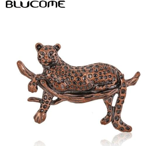 Blucome Vintage Bronze Leopard Brooch Corsage Women Men Kids Pins Vivid Animal Pins New Design Coat Accessories Bag Jewelry Gift