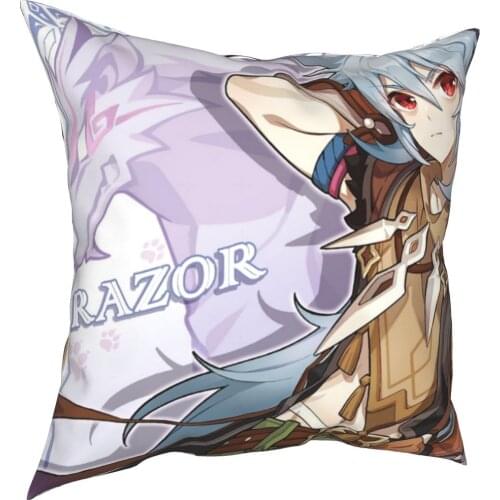 Genshin Impact Razor Birthday Pillowcase Printing Polyester Cushion Cover Decor Throw Pillow Case Cover Home Zipper 45*45cm