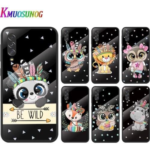 Cute Cartoon Animals For Samsung Note 20 10 9 8 Ultra Lite Plus 5G A70 A50 A40 A30 A20 A10 Tempered Glass Phone Case