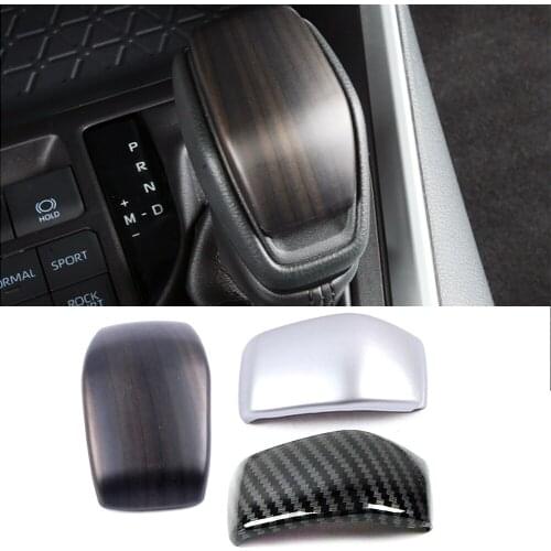 For Toyota Rav 4 Rav4 2019 UP Gear Shift Knob Cover Trim Carbon Fiber Printed ABS Interior Moulding Peach Wood Color