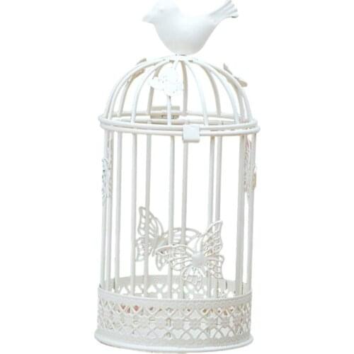 Large Bird Cage Candlestick Holder Europe Metal Iron Country Style Vintage Retro Tealight Candle Holders Home Decor (Black)