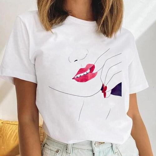 Women Fingernail Sexy Beauty Casual Female Short Sleeve Cartoon Clothes Tops Print Cute Ladies Tees Tshirt Graphic T-Shirt