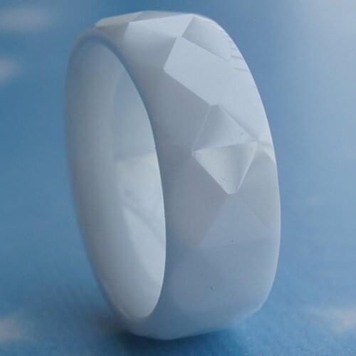 Cool facet white 8mm hi-tech scratch proof ceramic ring