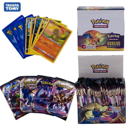 324pcs 15styles Pokemones card Collection English language Sword-shield Dragon majesty Trading Card Game A Box of 36 Bags