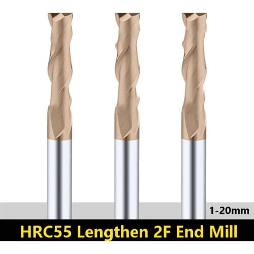 BEYOND 2F HRC55 Lengthen Tungsten Steel End Mills Coated CNC Carbide keyway Milling Cutter 75/100/120 Long Endmill 1pcs