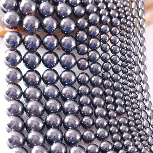 4 6 8 10 12MM Beads Black Round Natural Stone For Jewelry DIY Necklace Bracelet Earrings Magnetic Hematite String