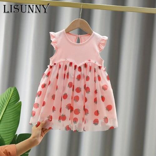 LISUNNY Summer Girls Baby Mesh Dress Casual Costumes New Fashion Toddler Solid Dresses Newborn Sleeveless Clothes Sweet Outfits