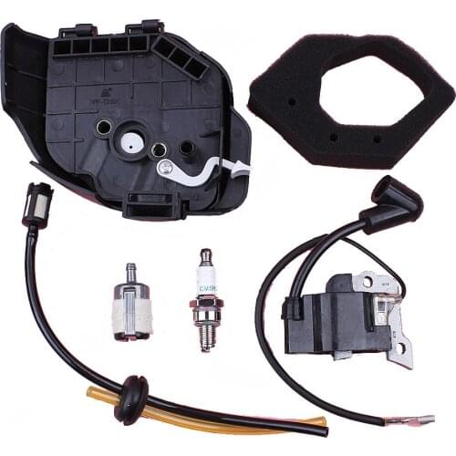 Magneto Ignition Coil & Air Filter Cover Element Assy & Air Fuel Filter Line Grommet Kit Fit Honda GX25 HHT25S Trimmer Engine