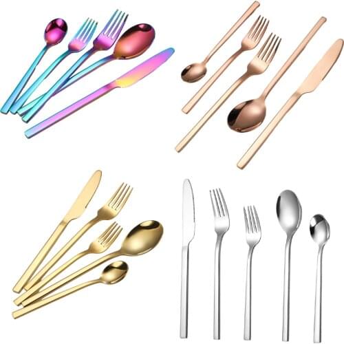 5 PCS Mirror Polished Cutlery Set Portable Stylish Dining Knife Spoon Fork Reusable Dinner Flatware Service for 1