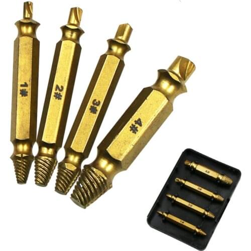 4/5/6pcs Material Damaged Screw Extractor Drill Bits Guide Set Broken Speed Out Easy out Bolt Stud Stripped Screw Remover Tool