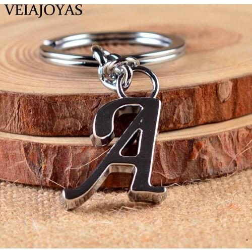 NEW DIY A-Z Letters key Chains Silver Color Alloy Stainless Keychain Women Car Key Ring Simple Letter Name Key Holder Party Gift