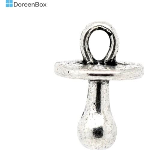 Doreen Box Lovely 50 Silver Color Pacifier Charm Pendants 13x9mm (B10708)