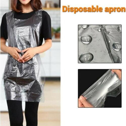 100 Pcs Disposable Aprons PE Plastic Clear Waterproof Aprons Cooking Accessory for Painting Cooking Activities