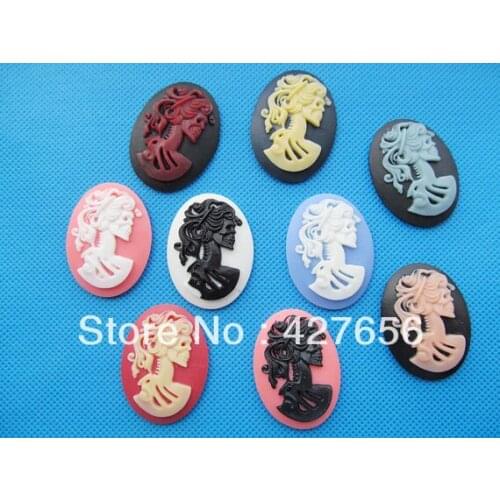 8pcs 30mmx40mm Muticolor Good Quality Oval Flatback Resin Skull Cabochon Charm,Fit Base Setting Tray,DIY Accessory Jewellery