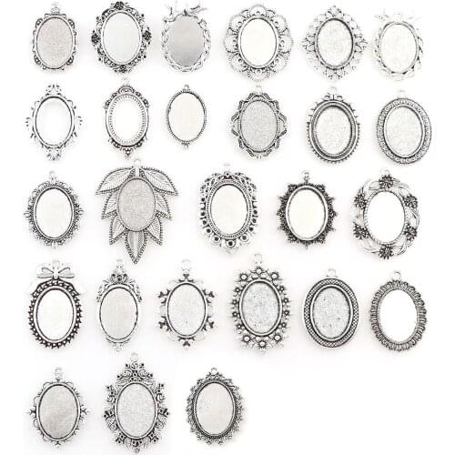 A Variety Of Ancient Silver Oval Glass Cabochon Design Cameo Cabochon Gem Inlaid Jewelry Jewelry Findings