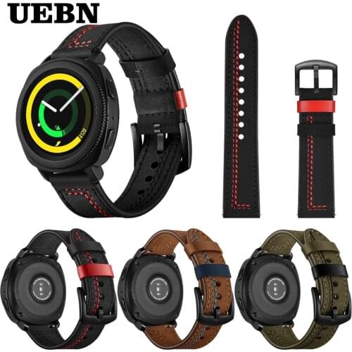 UEBN 20mm Luxury Leather Wrist Strap For Samsung Gear Sport S2 & Galaxy Watch 42mm Active 2 44mm 40mm Band Bracelet Watchbands