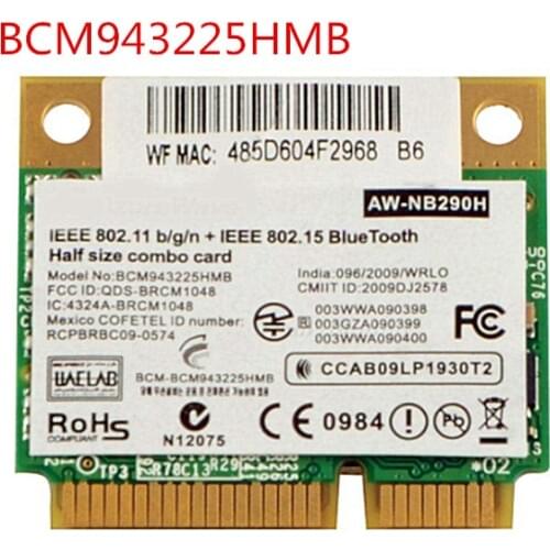 Notebook Wan Network PCI-E Card Broadcom BCM943225 Bcm943225hmb 802.11b/g/n 300Mbps Wireless Wifi Bluetooth Mini Half PCIe Wi-fi