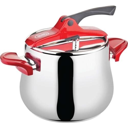 Pressure Cooker Stainless Steel 7 Liter 18/10 Cr-Ni Made in Turkey Red