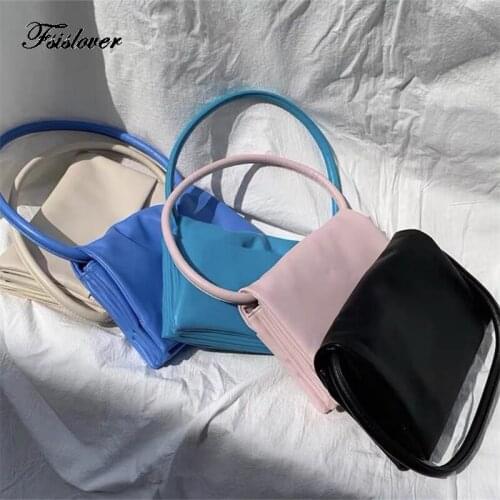 Soft PU Leather Women Underarm Bag Retro Solid Color Women shoulder bags Handbags 2021 Fashion Design Girls Small Totes Bags