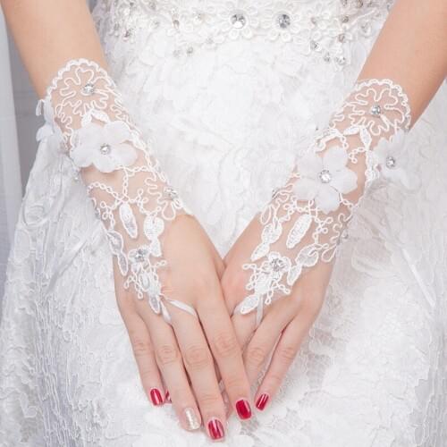 Bridal gloves fingerless lace gloves wedding bridesmaid flower gloves wedding accessories women dress accessories gloves